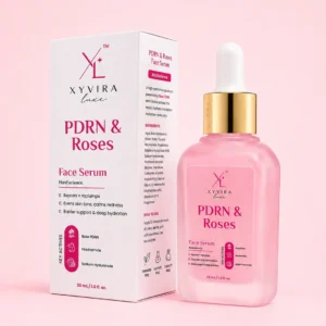 PDRN & Roses Face Serum carton showing the ingredients list and directions