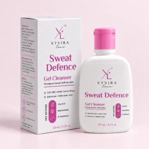 Sweat Defence Gel Cleanser carton showing the ingredients list and directions